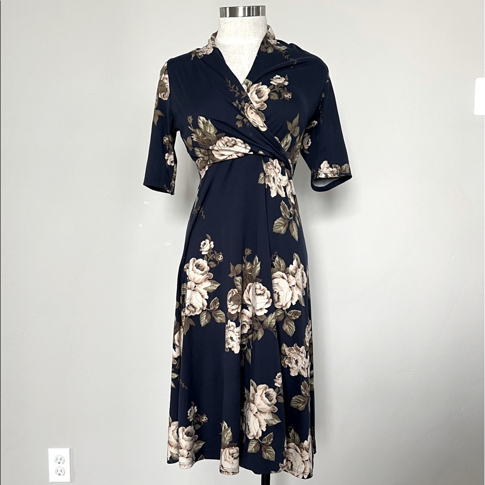 Mimi + Daphne Floral V-neck Dress
